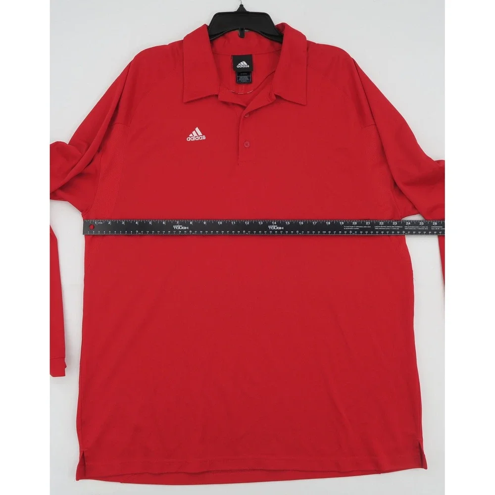 Adidas Mens Long Sleeve Polo Shirt Red Performance Golf XL‎